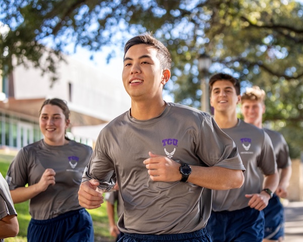 Air Force ROTC students running