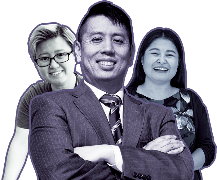 TCU alumni Eugene Chu, Thi Nguyen and professor Guangyan Chen