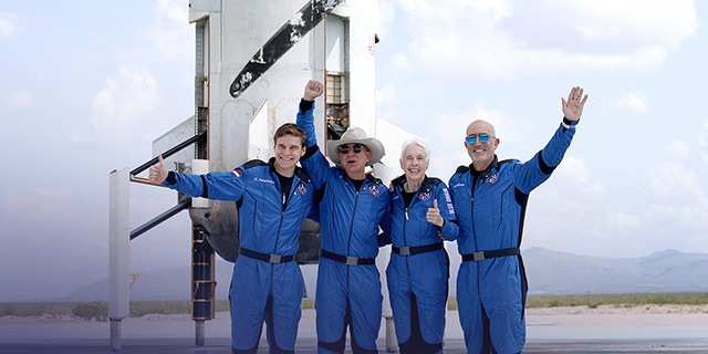 Mark Bezos, TCU Class of 1992, with the Blue Origin space crew