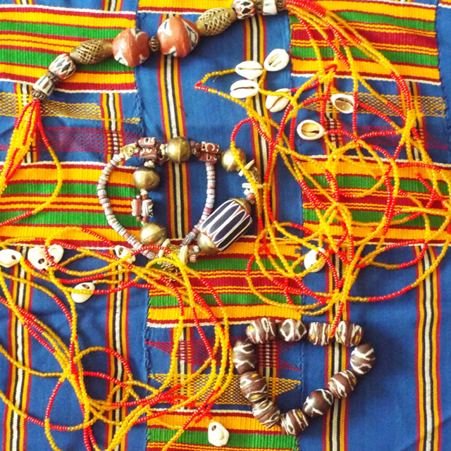 African fabric and bead work