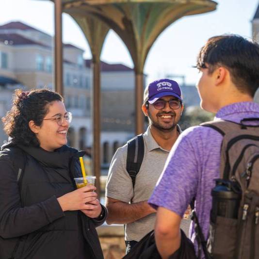 Smiling students on campus
