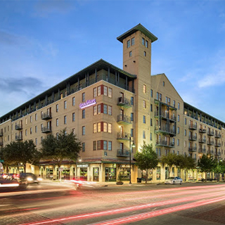 Exterior of the GrandMarc at TCU, a nearby off-campus residence hall.