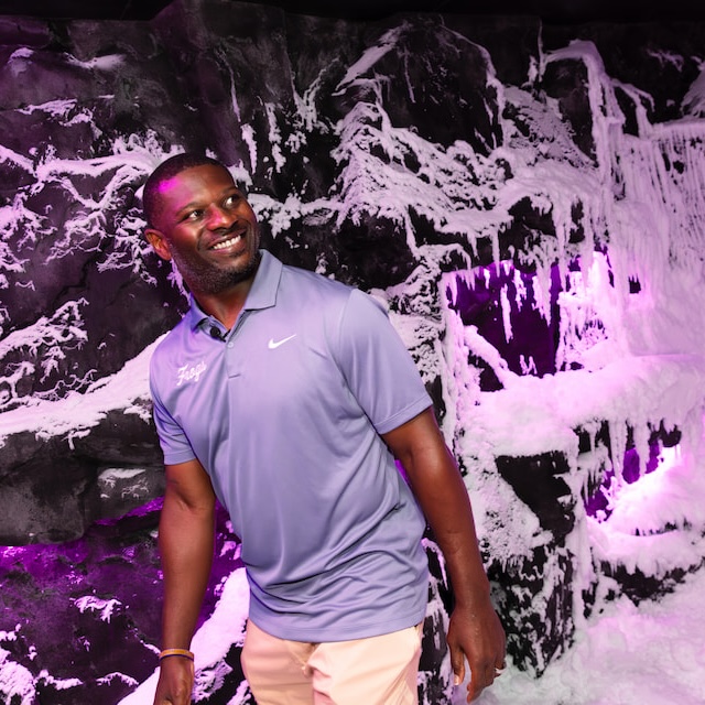 LaDainian Tomlinson in TCU's snow room