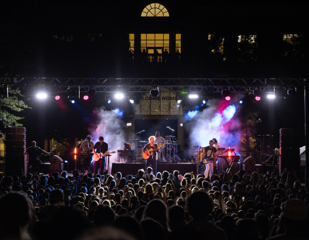 A concert takes place on campus