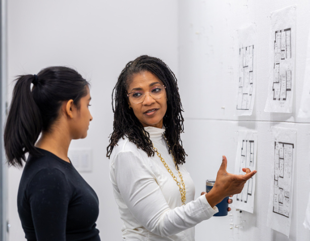 Student and professor discussing a project.