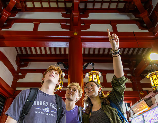 Students and faculty in the Games and Culture in Japan study abroad course visit