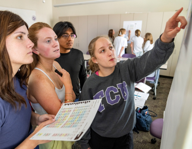 Students collaborating on a project. 