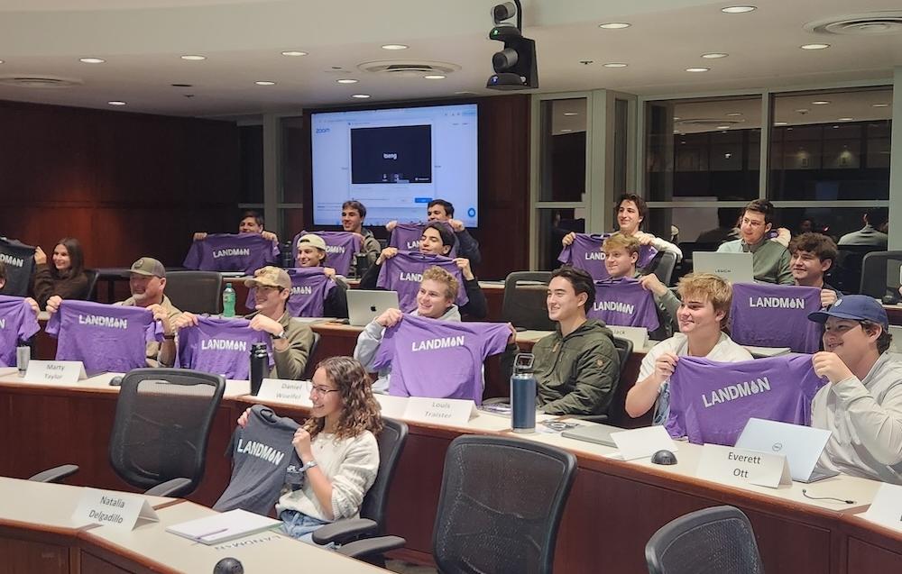 students with Landman tshirts