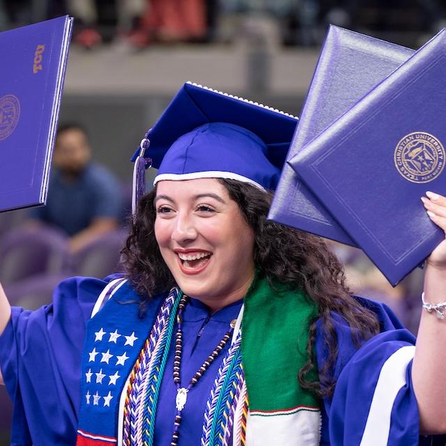 Karina Torres earns three degrees during TCU spring 2026 commencement.