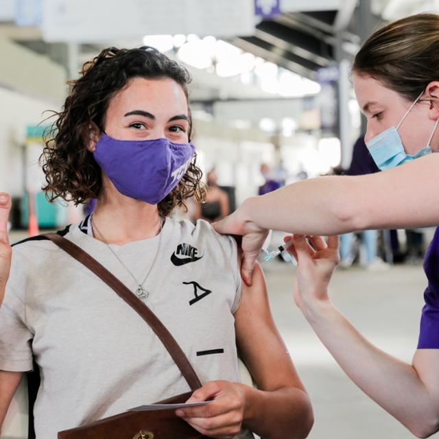 Photo of student getting COVID vaccination