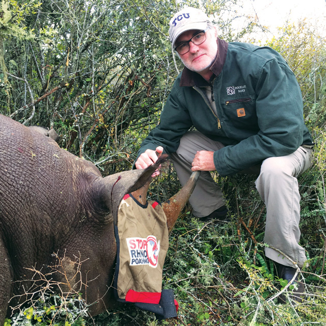 Dr. Slattery with rhino
