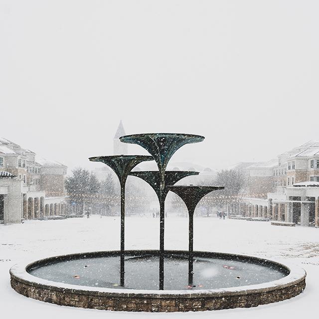 Photo of Frog Fountain in snow