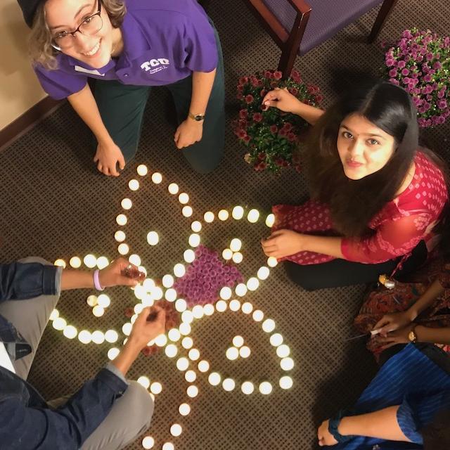 TCU students make rangolis to celebrate and learn about Diwali in 2019