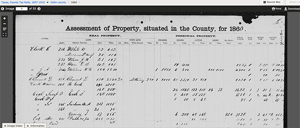 Collin County tax rolls, 1837-1910