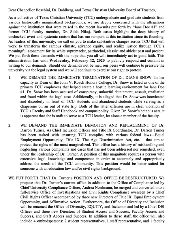 Page 1 of CUJE demand letter
