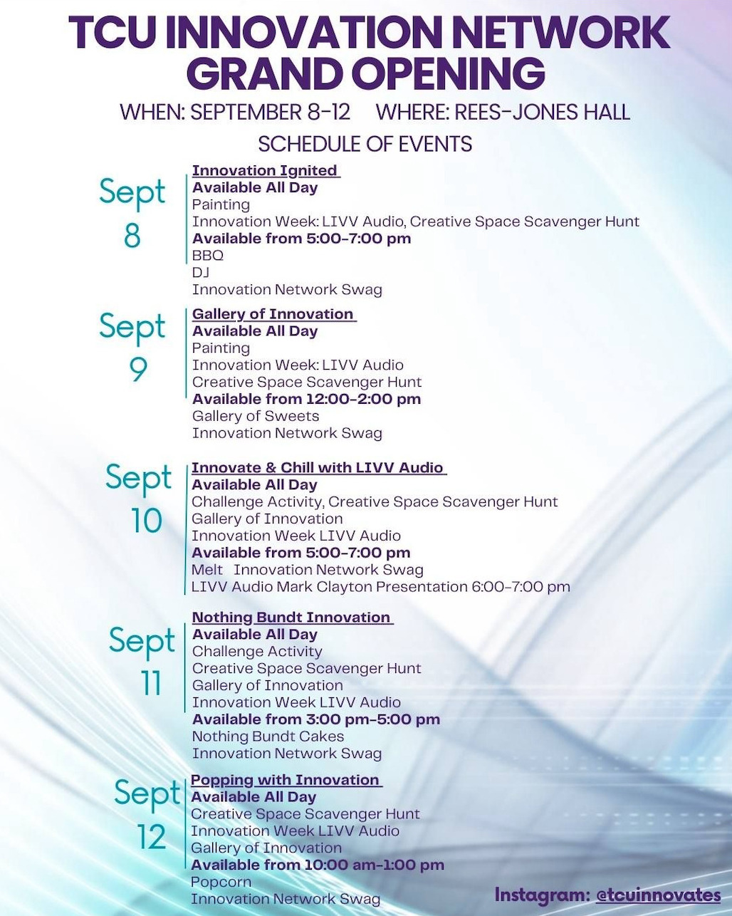 TCU Innovation Week Schedule 